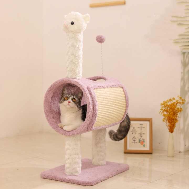 Green Dinosaur-Theme Cat Tree with Tunnel Multi-Functional Cat