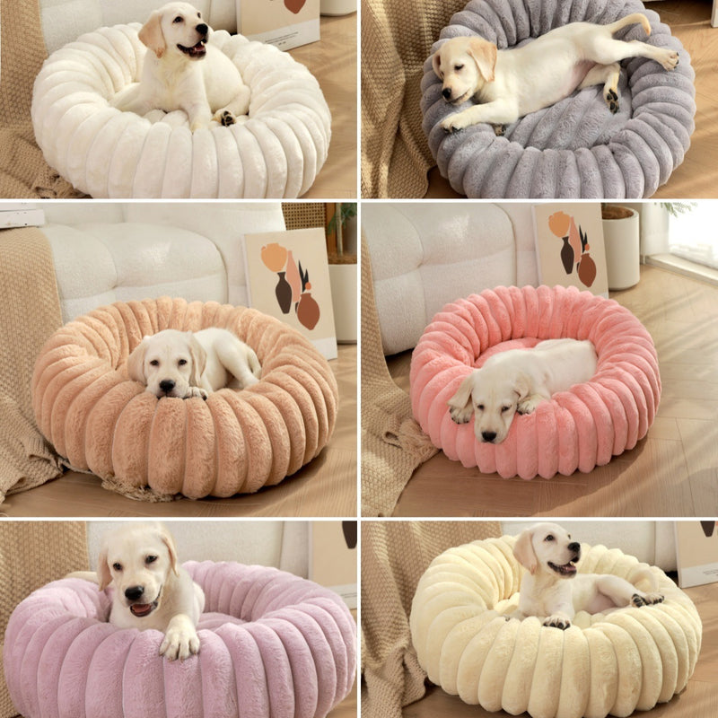 Grey Plush Pet Bed - 40cm Round Dog & Cat Mat, Cozy PP Cotton Filled, Comfortable Pet Supplies