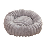 Grey Plush Pet Bed - 40cm Round Dog & Cat Mat, Cozy PP Cotton Filled, Comfortable Pet Supplies