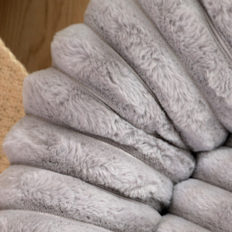 Grey Plush Pet Bed - 40cm Round Dog & Cat Mat, Cozy PP Cotton Filled, Comfortable Pet Supplies