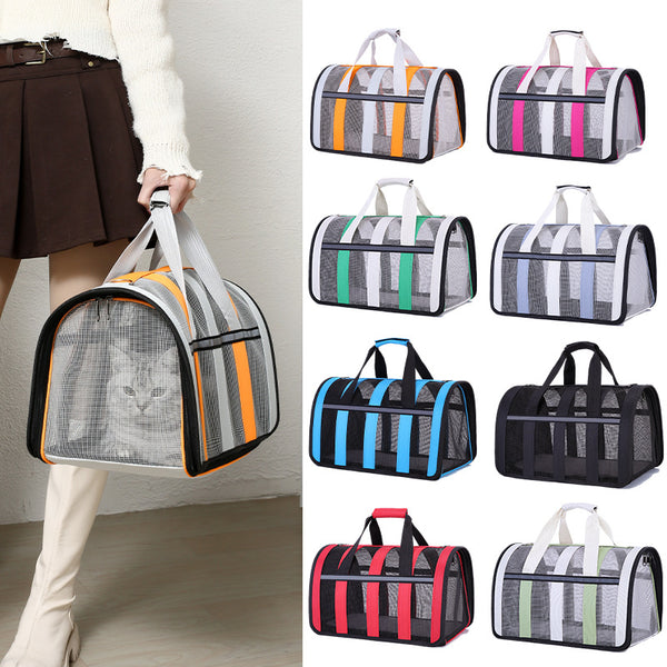 Size M Black Foldable Pet Carrier Bag - Lightweight, Breathable, and Spacious for All Seasons