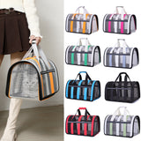 Size L Blue And White Foldable Pet Carrier Bag - Lightweight, Breathable, and Spacious for All Seasons