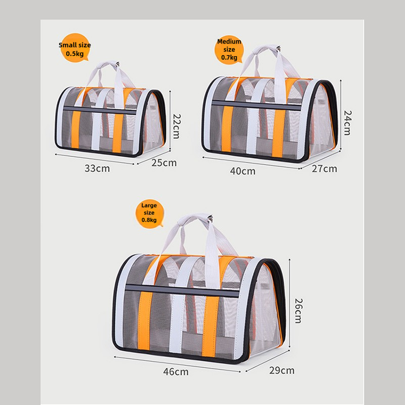 Size L Blue And White Foldable Pet Carrier Bag - Lightweight, Breathable, and Spacious for All Seasons