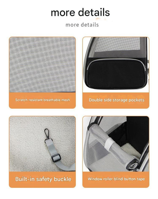 Pink Foldable Pet Carrier Backpack - Breathable Mesh Travel Bag for Cats & Small Dogs