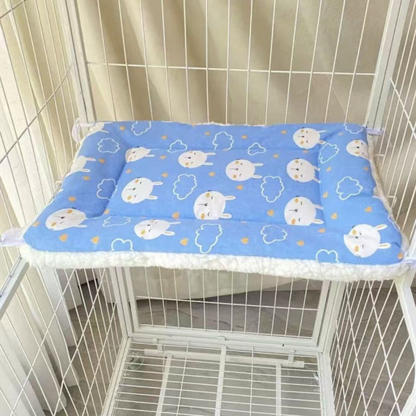 Cat Cage Platform Mat - Rabbit pattern on Blue background (40x60cm)