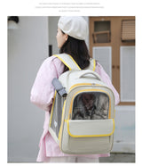 Grey Spacious Pet Carrier Backpack with Clear Window - Comfortable Travel Bag for Cats & Small Dogs